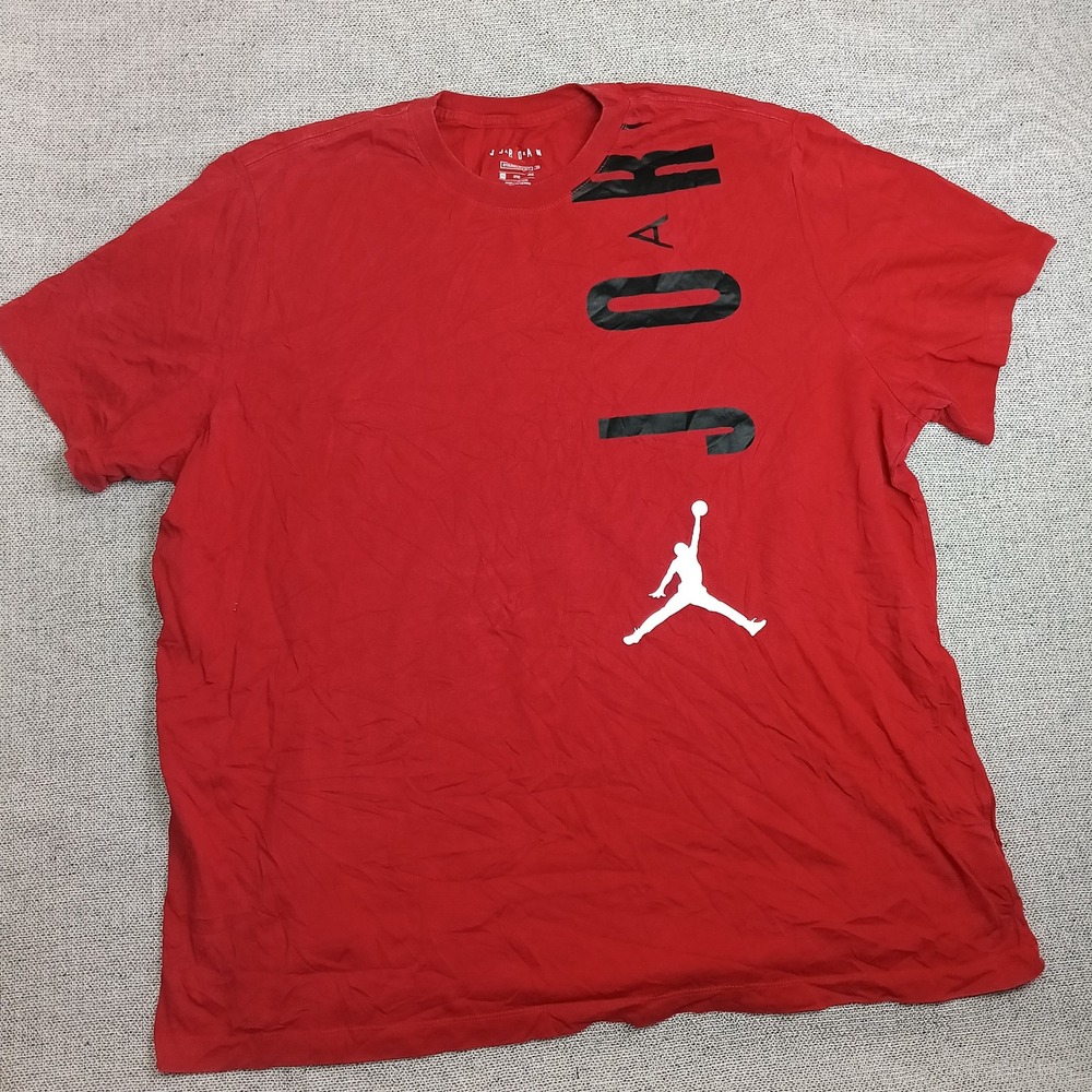 Jordan T-Shirt Mens 3XL Red Good Graphic Jumpman Vertical Logo Short Sleeve